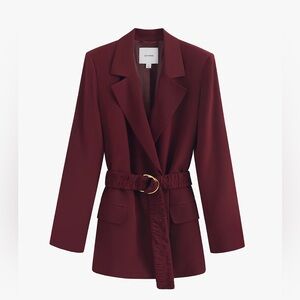 Cuyana Silk Blazer in Cherry